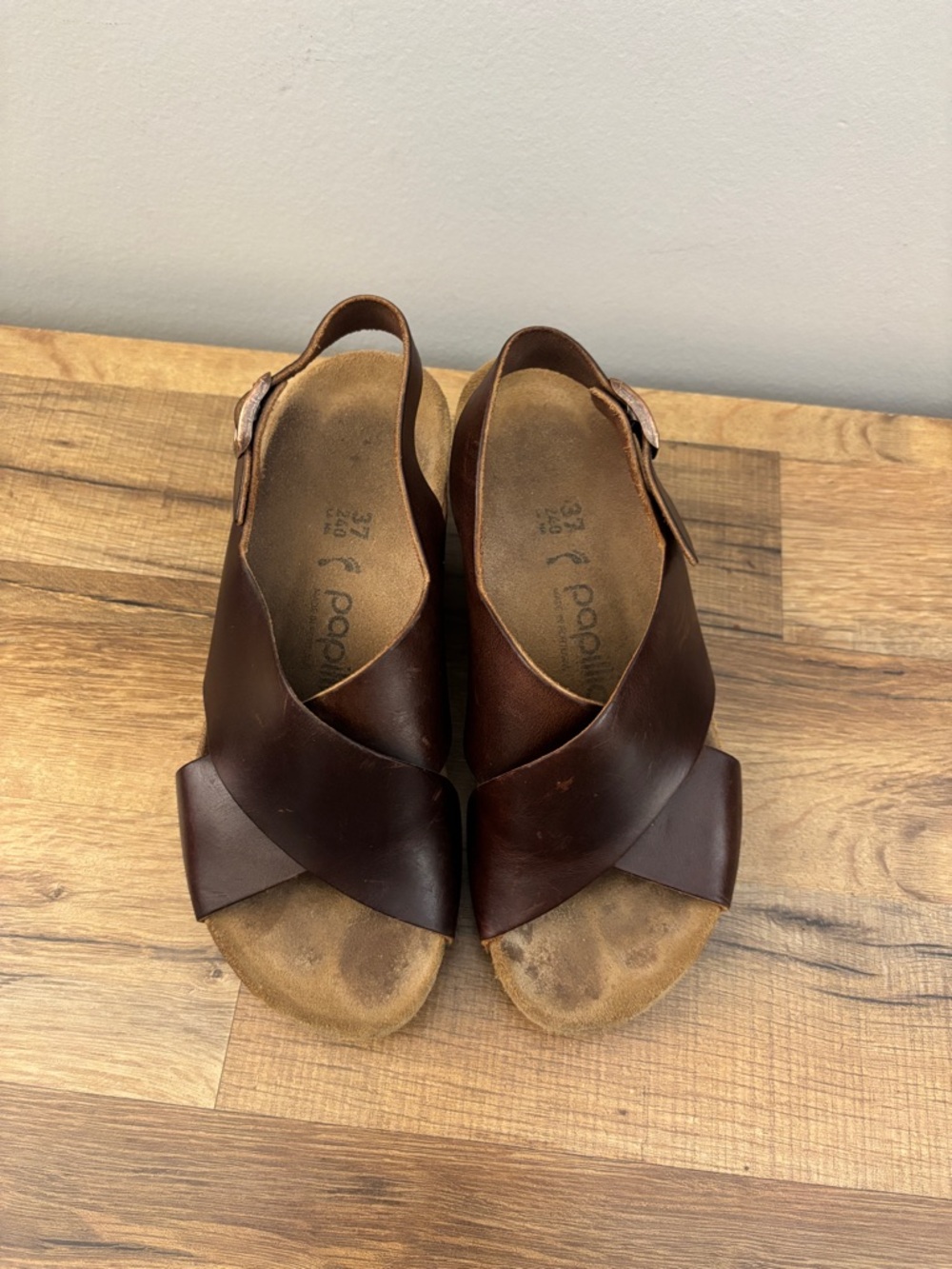Birkenstock Papillio Samira Wedge Slide Sandals Leather Criss Cross Straps - Picture 6 of 10